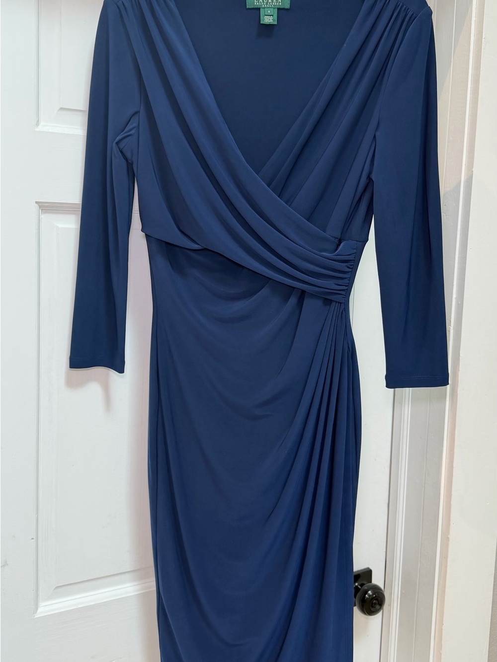 Ralph Lauren Deep Navy Surplice Long-Sleeve Dress